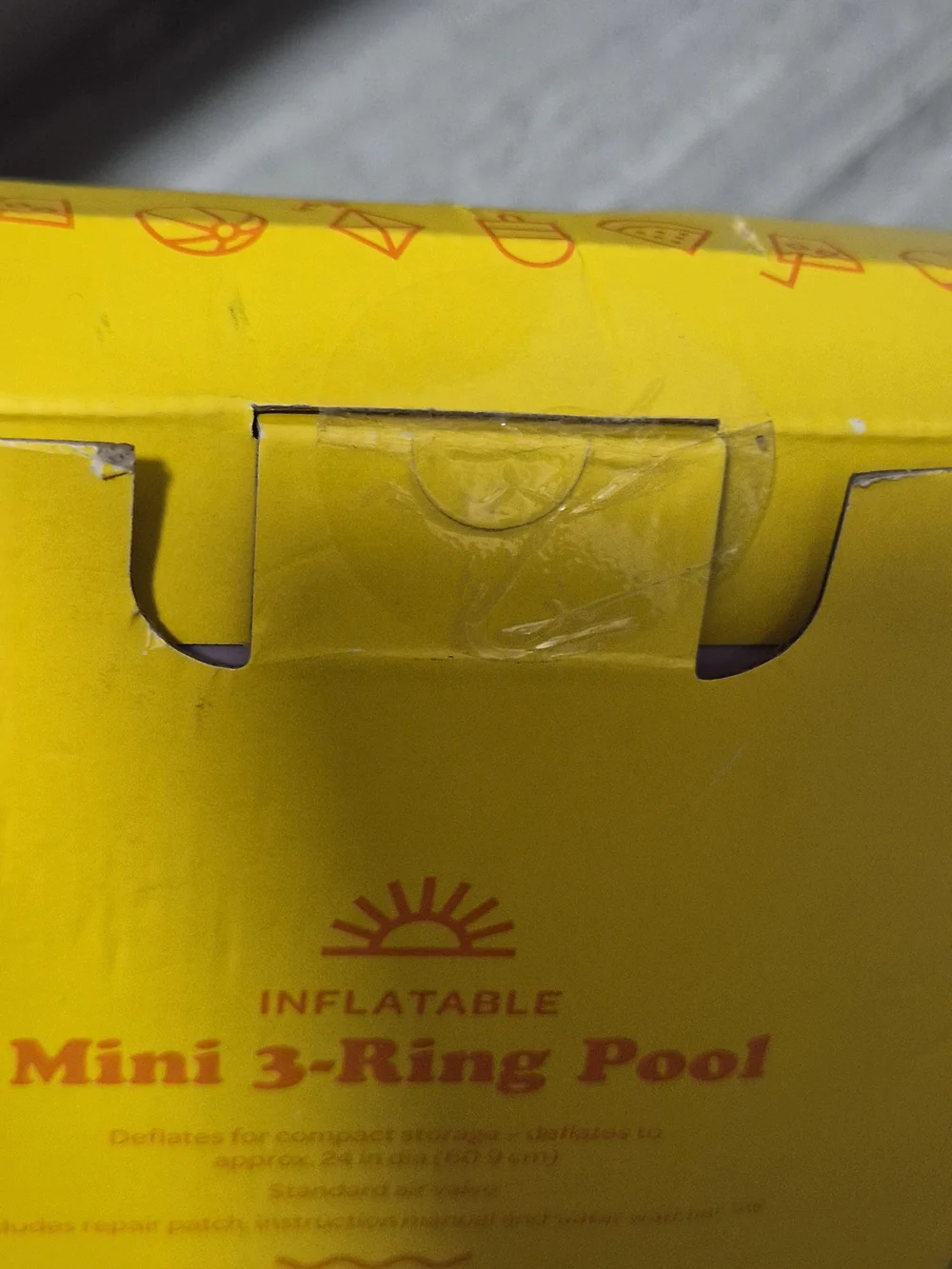 Inflatable Mini 3-Ring Kids Pool - Orange Kids 2T Inflates To 27